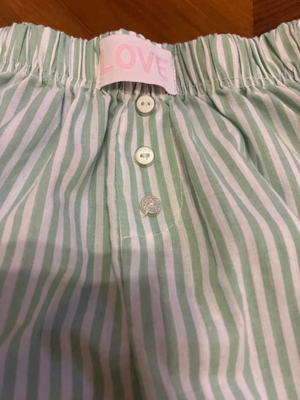 Love Women’s Mint & White Striped Pajama Bottoms, Size S - Picture 2 of 4